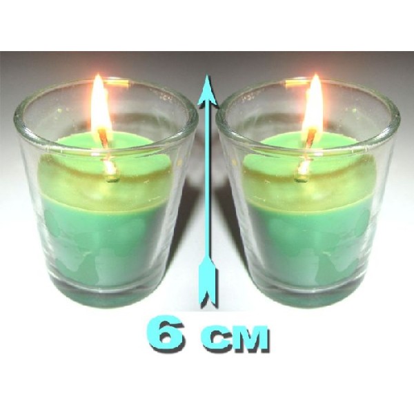 12 Bougies en verre parfumées vertes 6 x 4 cm - Photo n°1