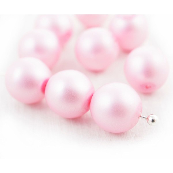20pcs Lumière Rose Mat Imitation de Perles Rondes Druk Entretoise de Semences de Verre tchèque Perle - Photo n°1