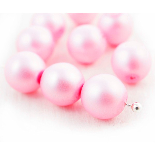 20pcs Rose Mat Imitation de Perles Rondes Druk Entretoise de Semences de Verre tchèque Perles de 8mm - Photo n°1
