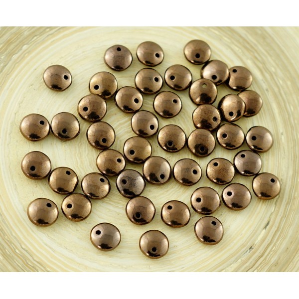 60pcs Bronze Métallique Lentille Verre tchèque Perles Rondes Plates, Un Trou de 6mm - Photo n°1