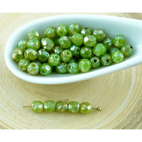 Perles en verre - Rond - Verre - Vert - 100pcs - Photo n°1