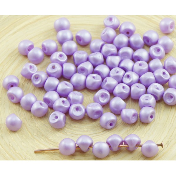 60pcs Nacré Lilas Pourpre Violet Cotton Candy le plus Petit Champignon Bouton tchèque Perles de Verr - Photo n°1