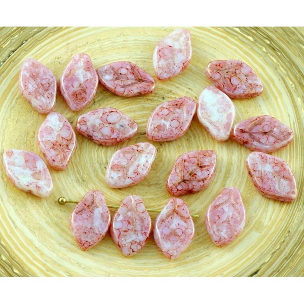 Perles en verre - Feuille - Verre - Rose - 30pcs - Photo n°1