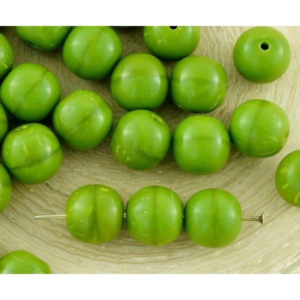 20pcs Opaque de l'Olivine Vert Olive Ronde Druk Entretoise de Semences de Verre tchèque Perles de 8m - Photo n°1