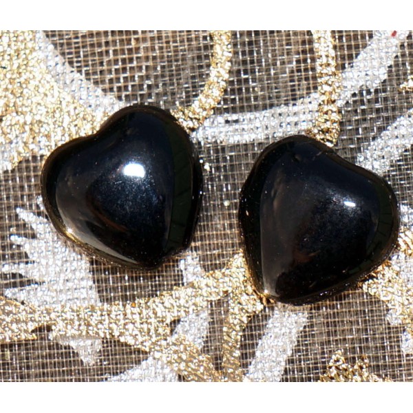 En Verre Noir brillant Cœur de Perle de Coeur Noir Perles de la Perle de la saint-Valentin saint-Val - Photo n°1