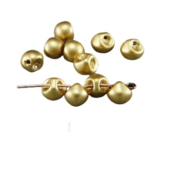 Mat Or Champignon Bouton de Verre tchèque Perles de 6mm x 5mm 30pcs - Photo n°1