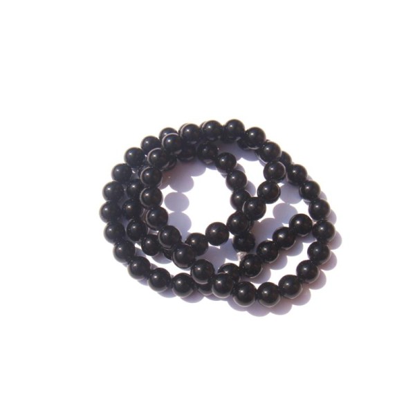 Onyx  naturel noir :10 perles 6 mm de diamètre - Photo n°1