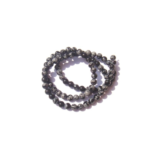 Obsidienne mouchetée : 10 perles 4 MM de diamètre - Photo n°1