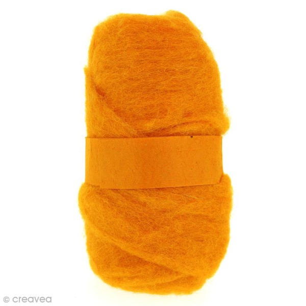 Laine cardée orange 100 gr - Photo n°1
