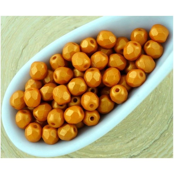 Perles en verre - Rond - Verre - Orange - 100pcs - Photo n°1