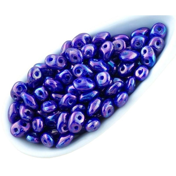20g Nébuleuse Violet noir Opaque Bleu Saphir SUPERDUO Verre tchèque Perles de rocaille Deux Trous Su - Photo n°1