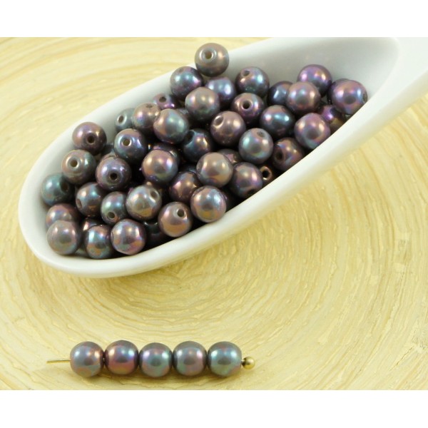 100pcs Nébuleuse Violet Gris Lustre Rond Druk Verre tchèque Pressé Perles de Petite Entretoise de 4m - Photo n°1