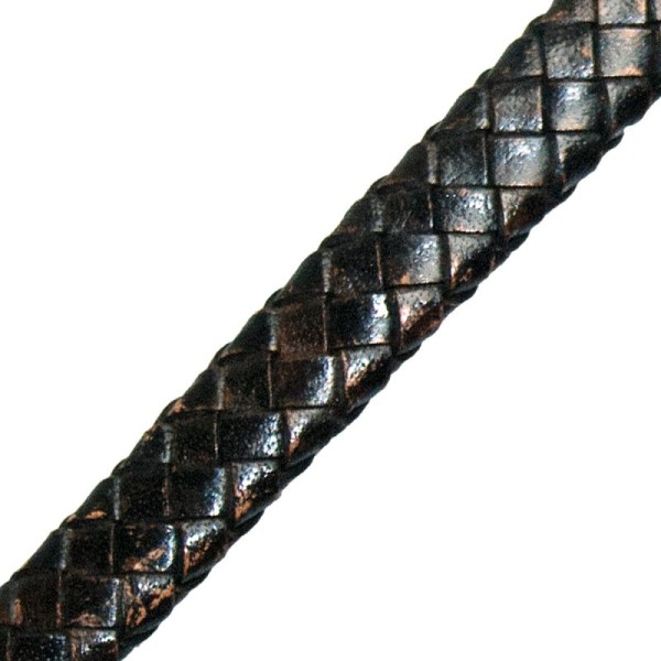 Cordon de cuir tressé 10 mm - Noir - 1 mètre - Photo n°2