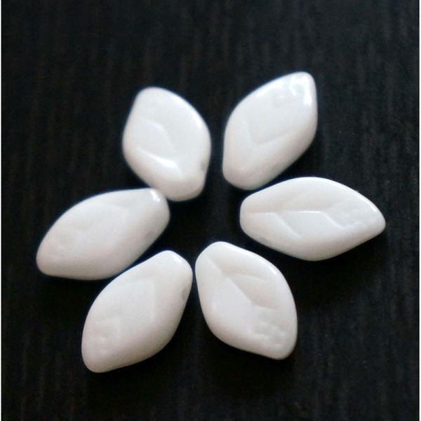 Perles en verre - Feuille - Verre - Blanc - 20pcs - Photo n°1