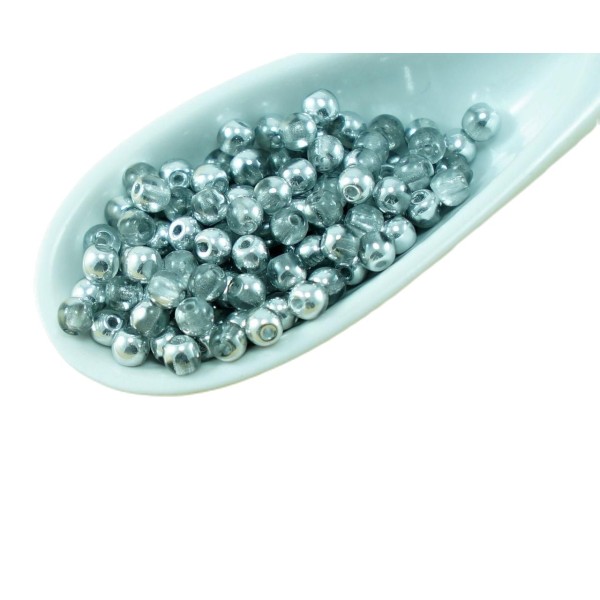 100pcs Argent Cristal Demi-Rond Verre tchèque Perles de Petite Entretoise de Mariage 3mm - Photo n°1