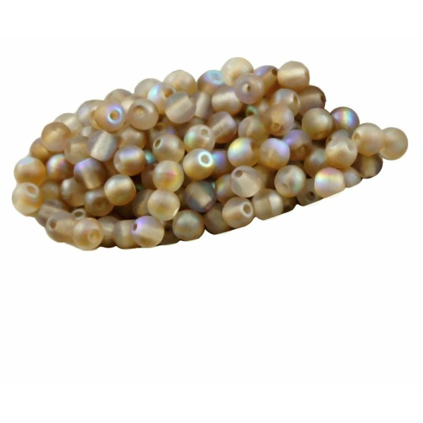 100pcs Mat Cristal arc-en-ciel Brun Givré Rond Verre tchèque Perles de Petite Entretoise de Graines - Photo n°1
