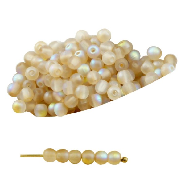 100pcs Mat Cristal de Citron arc-en-ciel Givré Rond Verre tchèque Perles de Petite Entretoise de Gra - Photo n°1