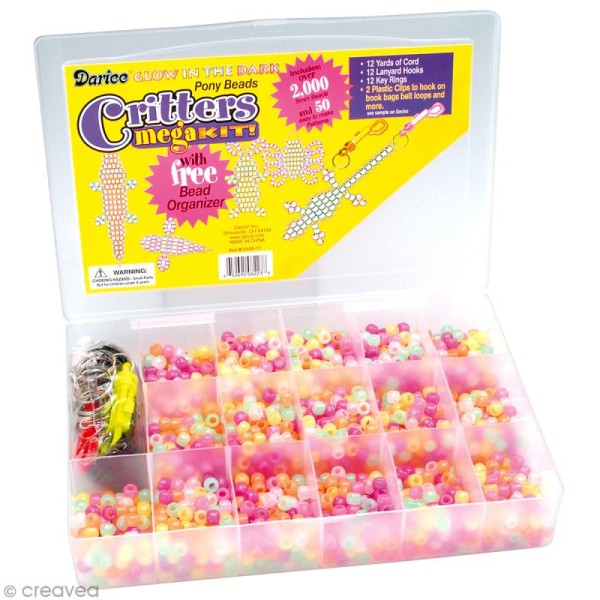 Kit perles phosphorescentes - 2000 perles 9 mm et accessoires - Photo n°2