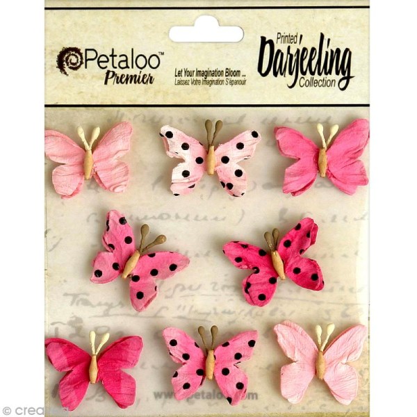 Petit papillon en papier Petaloo - Rose - 8 pcs - Photo n°1