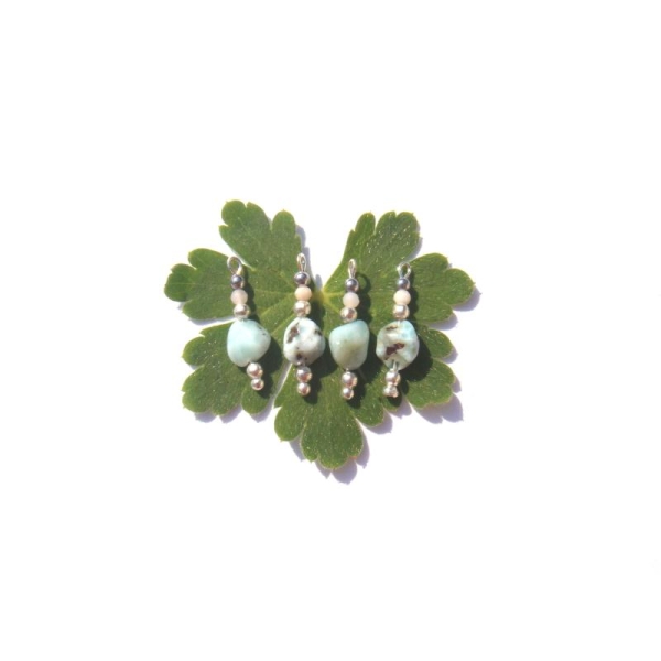 Larimar, Opale Rose, Hématite argentée : MICRO breloques 19 MM de hauteur (C70) - Photo n°1