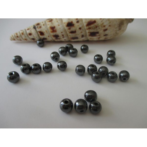 Lot de 50 perles hématites 6 mm - Photo n°1