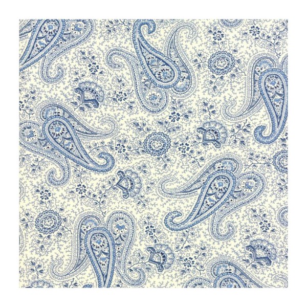 Tissu patchwork classique cachemires bleus fond écru - Regency Blues de Moda Dimensions:par 10 cm - Photo n°1