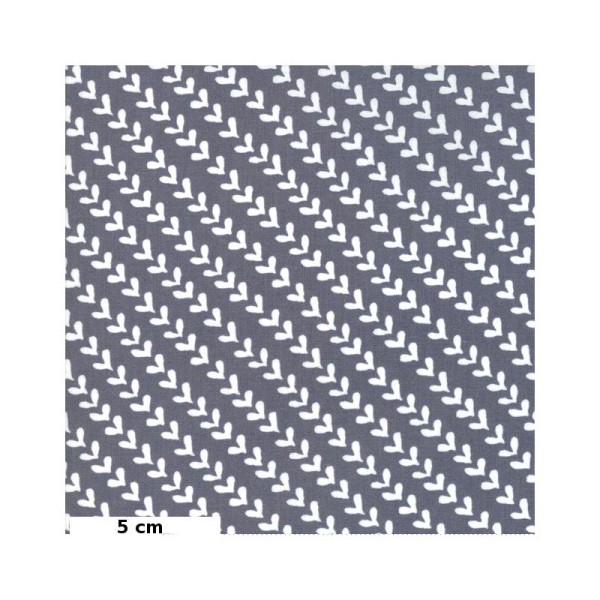 Tissu patchwork coeurs blancs fond gris - Harmony de Moda Dimensions:par 10 cm - Photo n°1