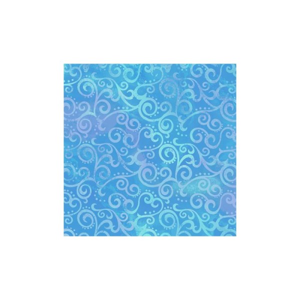 Tissu patchwork faux-uni Arabesque Bleu Océan - Ombre Scroll Dimensions:par 10 cm - Photo n°1