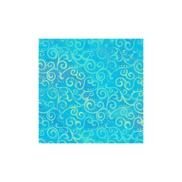 Tissu patchwork faux-uni Arabesque Turquoise Lagon - Ombre Scroll Dimensions:par 10 cm - Photo n°1