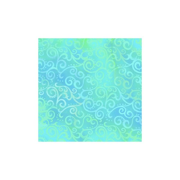 Tissu patchwork faux-uni ArabesqueTurquoise Aqua - Ombre Scroll Dimensions:par 10 cm - Photo n°1