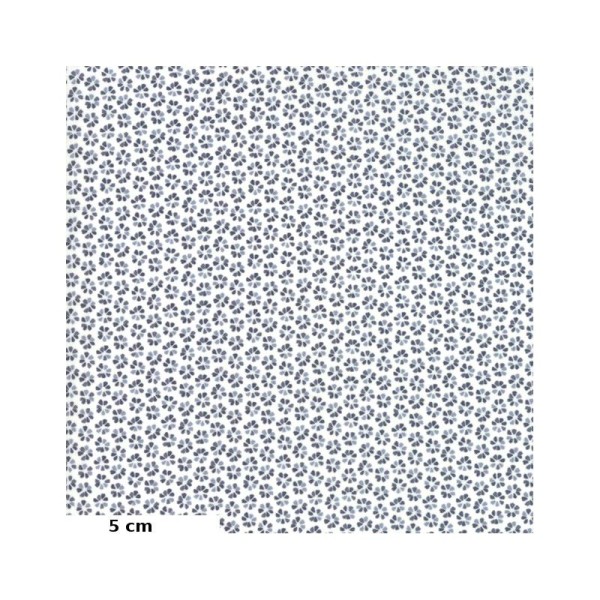 Tissu patchwork mini pâquerettes grises fond blanc - Harmony de Moda Dimensions:par 10 cm - Photo n°1