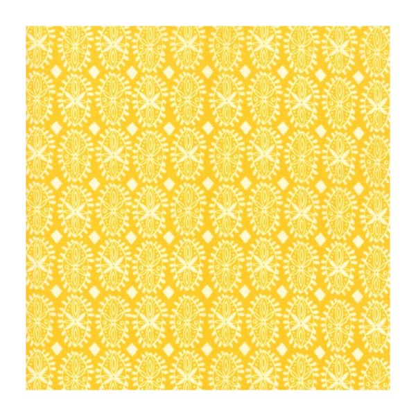 Tissu patchwork pétale fantaisie fond jaune soleil - Painted Garden de Moda Dimensions:par 10 cm - Photo n°1