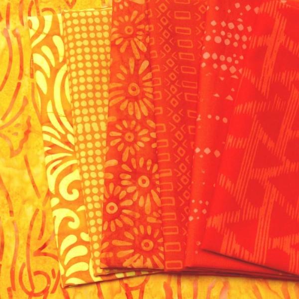 7 coupons de tissus batiks modernes Coucher de Soleil - Photo n°1