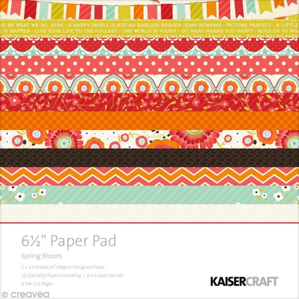 Papier scrapbooking Kaiser craft - Spring bloom - 24 feuilles 16,5 x 16,5 cm + dies cuts - Photo n°1