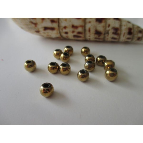 Lot de 42 perles hématites dorées 5 mm - Photo n°1