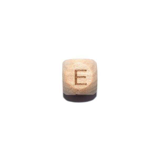 Lettre E cube 12 mm en bois naturel - Photo n°1