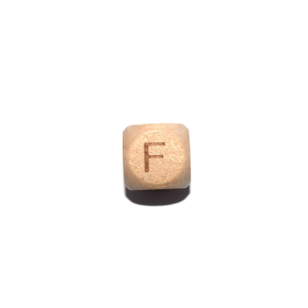 Lettre F cube 12 mm en bois naturel - Photo n°1