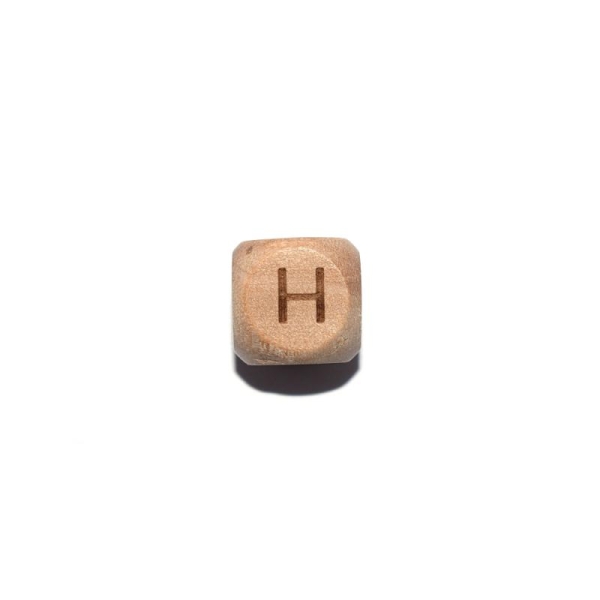 Lettre H cube 12 mm en bois naturel - Photo n°1