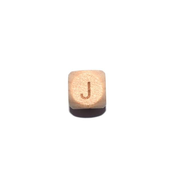 Lettre J cube 12 mm en bois naturel - Photo n°1