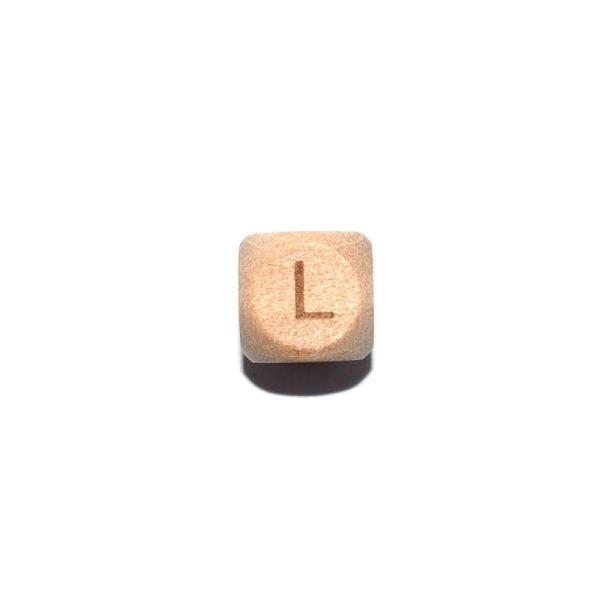 Lettre L cube 12 mm en bois naturel - Photo n°1