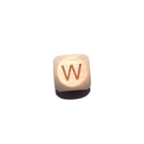 Lettre W cube 12 mm en bois naturel - Photo n°1