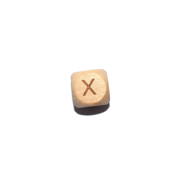 Lettre X cube 12 mm en bois naturel - Photo n°1