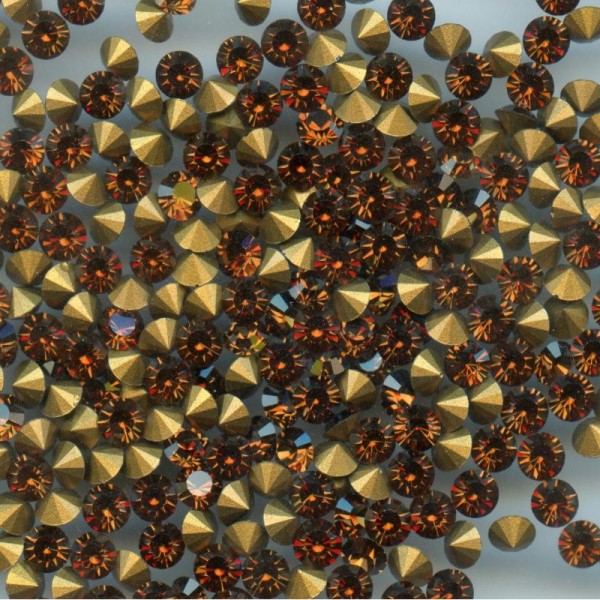 451091 *** 30 strass anciens fond conique SMOKED TOPAZ 4mm - Photo n°1