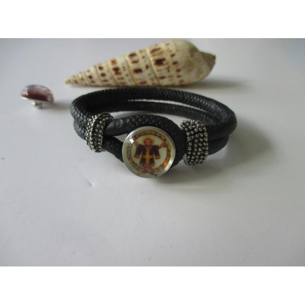 Bracelet lanière simili croûte de cuir à customiser avec bouton pression - Photo n°2