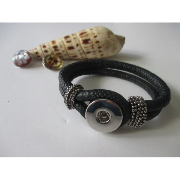 Bracelet lanière simili croûte de cuir à customiser avec bouton pression - Photo n°3