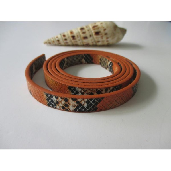 Cordon plat 10 mm simili cuir imitation peau de serpent - Photo n°1