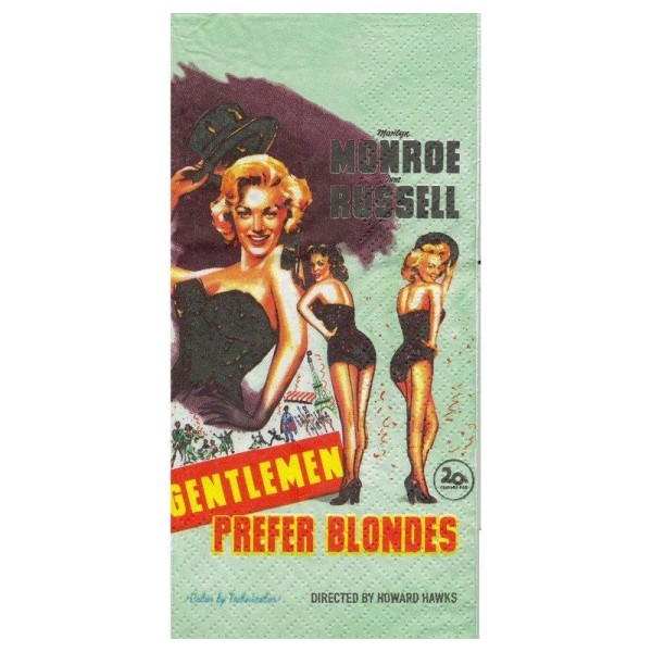 4 Serviettes en papier Marilyn Monroe Les Hommes préfèrent les Blondes Format Bistro - Photo n°1