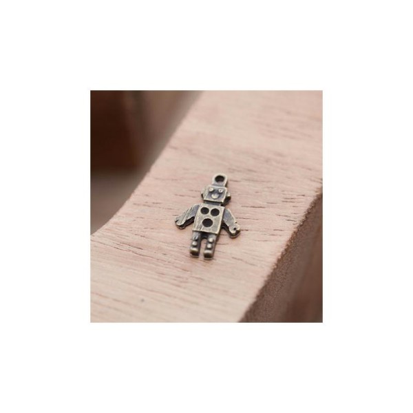 Pendentif Petit Robot Bronze vieilli x 10 - Photo n°1