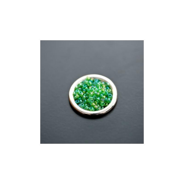 Perle de Rocaille 2mm Verre Vert Gazon Transparent x 174pcs - Photo n°1