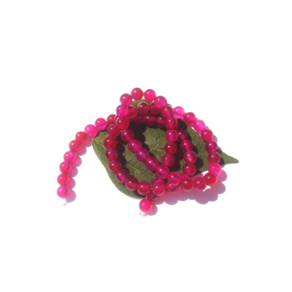 Agate teintée rose : 10 perles 6 mm de diamètre - Photo n°1